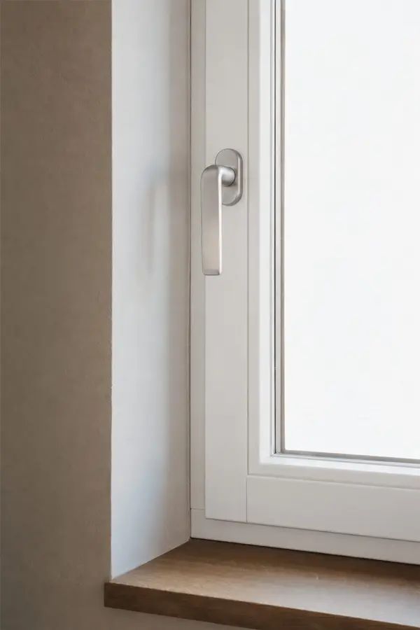 Serramento in PVC visto da dentro, finitura Bianco